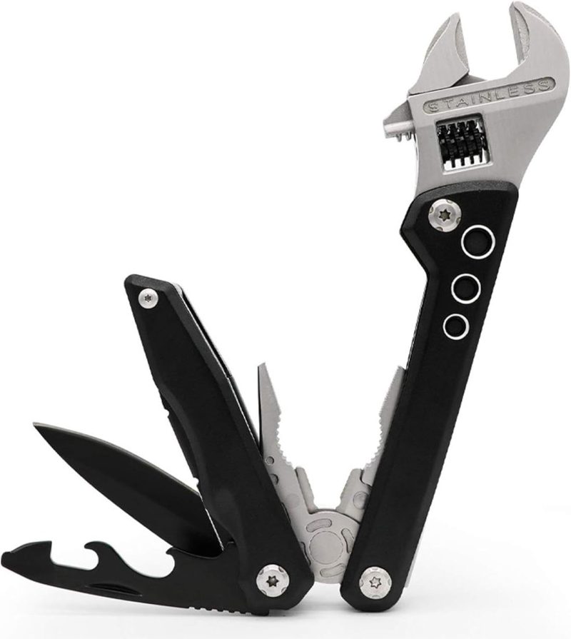 Adjustable Ratchet Wrench Multitool 7 in 1 Foldable Pocket Size Tool with Pliers Knife Saw and Screwdriver Portable Multi Tool for Camping Accessories DIY and Gifts for Men - Image 2