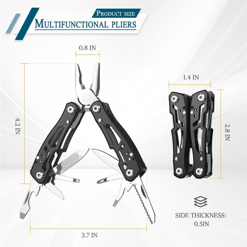 MINI Multitool Pliers, Birthday Christmas Gifts for Men Boyfriend Dad Husband Women, Pocket Knife 14-In-1, Rugged and Practical Portable Computer and Bike Gadgets, Black Camping and Survival Tools - Image 2