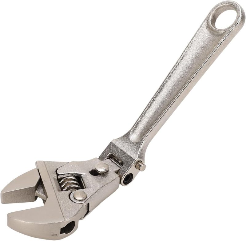 Folding Rocker Ratchet Wrench, Multi Functional Folding Rocker Ratchet Wrenches, Adjustable 180 Degree Rotating Collapsible Wrench, Repair Tool for Water Electricity Bathroom 8in - Image 2