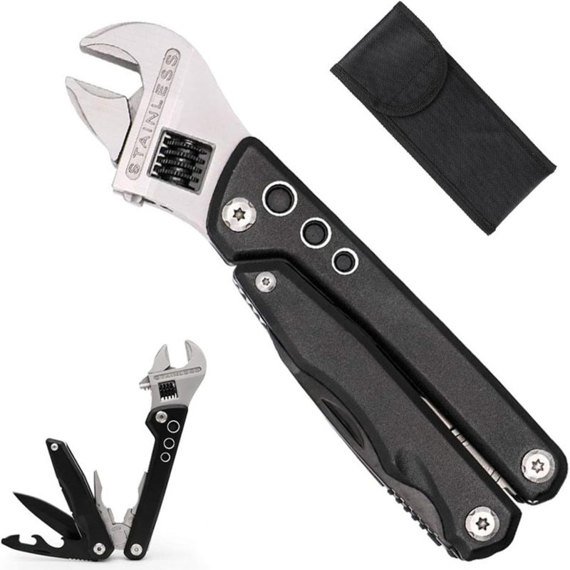 Adjustable Ratchet Wrench Multitool 7 in 1 Foldable Pocket Size Tool with Pliers Knife Saw and Screwdriver Portable Multi Tool for Camping Accessories DIY and Gifts for Men