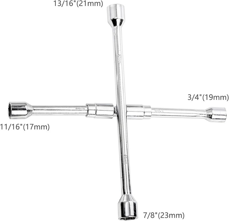 2 Pack 14 Inches Universal Folding Lug Wrench, 4-Way Foldable Cross Wrench, Sliding Lug Wrench - Image 2