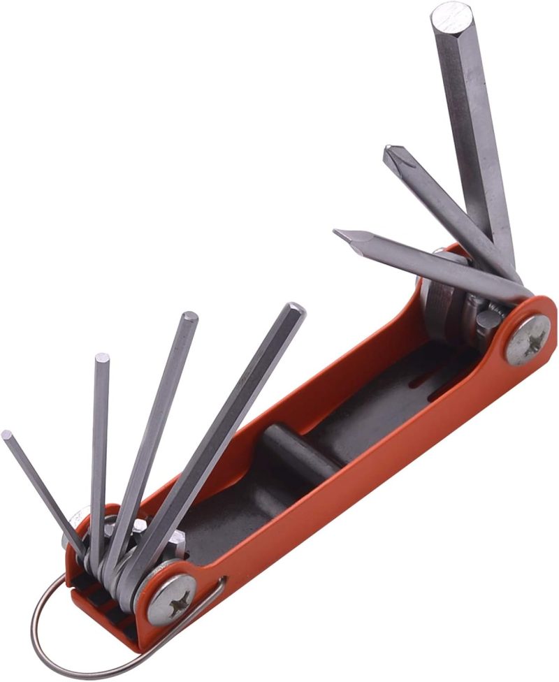 Folding Allen Wrench Set with Phillips and Flathead Screwdriver - Metric Hex Key Wrench Sizes - Heavy Duty Chrome Vanadium Steel - Compact Fold Away Design