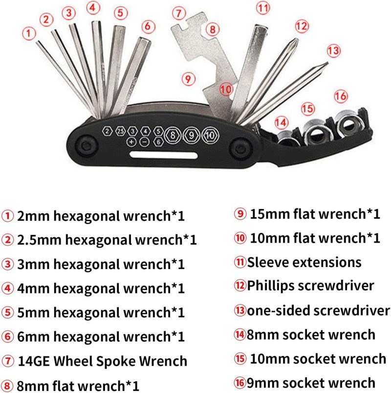 Bicycle Repair Combination Tools 16-in-1 Screwdriver Set Multifunctional Folding Repair Bike Tire Repair Wrench Glove - Image 2