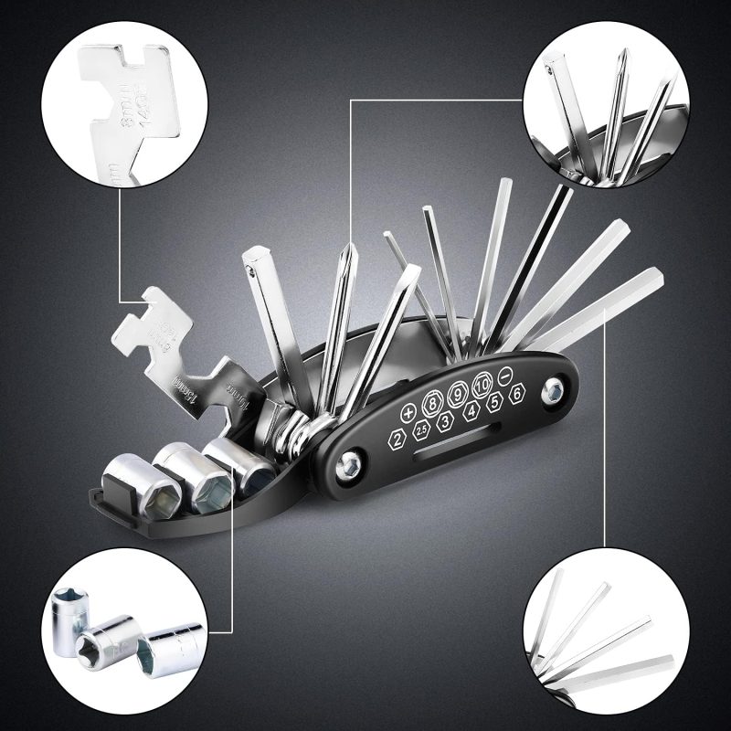 15 in 1 Multifunctional Folding Repair Tire Wrench Set,Portable Cycling Multifunctional Repair Tool Set, Bicycle Repair Combination Tire Repair Tool - Image 2